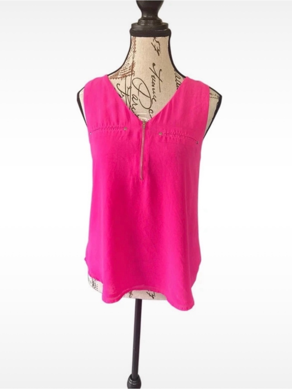 Women’s Mine Sleeveless V-Neck Zip Front Shell - Hot Pink
